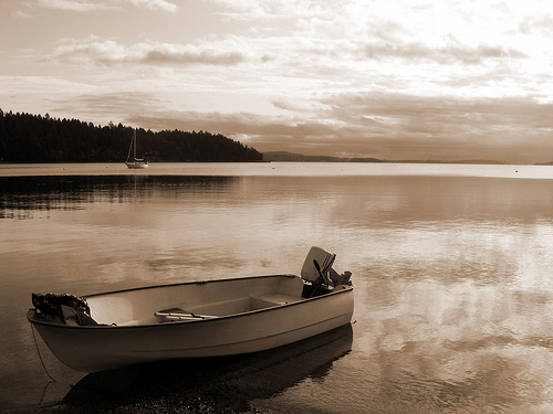 Our Boat In Front Of A Beautiful Landscape