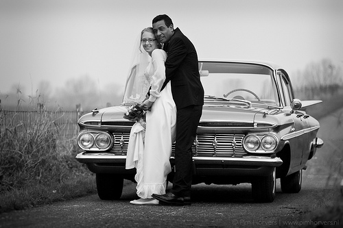 black and white wedding shot